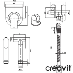 Creavit - Creavit Taharet Spreyi Seti, Gun Grey (Duvar Askısı ve Ara Musluk Dahildir)