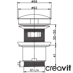 Creavit - Creavit Lavabo Süzgeci, 76 mm (Taşma Deliksiz)