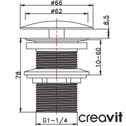 Creavit - Creavit Lavabo Süzgeci, 54 mm (Taşma Deliksiz)
