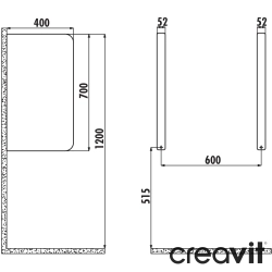 Creavit - Creavit Pisuvar Ara Bölme, Mat Siyah