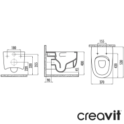 Creavit - Creavit Ruby Vital Mezopotamya Vortex Flush Asma Klozet, Keten - VL323-00KT00E-0000