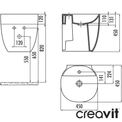 Creavit - Creavit Vista Yarı Monoblok Lavabo, 45 cm - VS045-00CB00E-0000