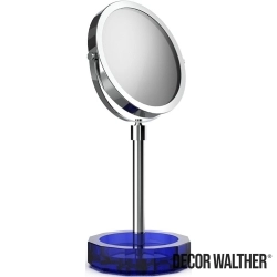 Decor Walther - Decor Walther Kristall Makyaj Aynası 1x/5x Büyüteçli, Krom/Mavi (Tezgah Üzeri, Cam) - KRKSA-CRB