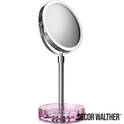 Decor Walther - Decor Walther Kristall Makyaj Aynası 1x/5x Büyüteçli, Krom/Pembe (Tezgah Üzeri, Cam) - KRKSA-CRP