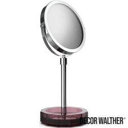 Decor Walther - Decor Walther Kristall Makyaj Aynası 1x/5x Büyüteçli, Krom/Bordo (Tezgah Üzeri, Cam) - KRKSA-CRRB