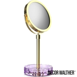 Decor Walther - Decor Walther Kristall Makyaj Aynası 1x/5x Büyüteçli, Altın/Lila (Tezgah Üzeri, Cam) - KRKSA-OV