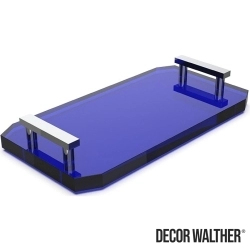Decor Walther - Decor Walther Kristall Aksesuar Tepsisi, Krom/Mavi (Tezgah Üzeri, Cam) - KRTAB2-CRB