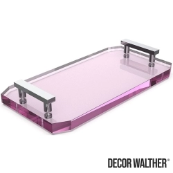 Decor Walther - Decor Walther Kristall Aksesuar Tepsisi, Krom/Pembe (Tezgah Üzeri, Cam) - KRTAB2-CRP