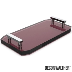 Decor Walther - Decor Walther Kristall Aksesuar Tepsisi, Krom/Bordo (Tezgah Üzeri, Cam) - KRTAB2-CRRB