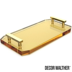 Decor Walther - Decor Walther Kristall Aksesuar Tepsisi, Altın/Amber (Tezgah Üzeri, Cam) - KRTAB2-OA