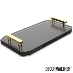 Decor Walther - Decor Walther Kristall Aksesuar Tepsisi, Altın/Antrasit (Tezgah Üzeri, Cam) - KRTAB2-ON