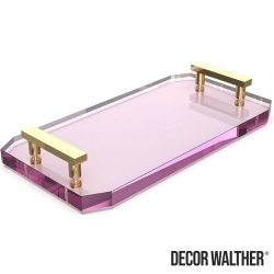 Decor Walther - Decor Walther Kristall Aksesuar Tepsisi, Altın/Pembe (Tezgah Üzeri, Cam) - KRTAB2-OP
