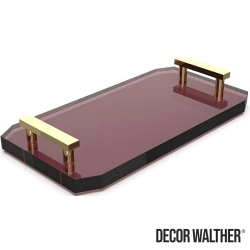 Decor Walther - Decor Walther Kristall Aksesuar Tepsisi, Altın/Bordo (Tezgah Üzeri, Cam) - KRTAB2-ORB