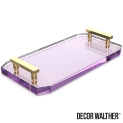 Decor Walther - Decor Walther Kristall Aksesuar Tepsisi, Altın/Lila (Tezgah Üzeri, Cam) - KRTAB2-OV