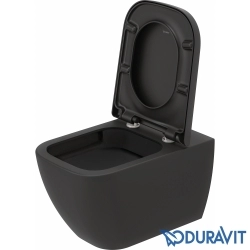 Duravit - Duravit Happy D.2 Rimless Kanalsız Asma Klozet, Mat Antrasit (Mat Antrasit Yavaş Kapanır Klozet Kapağı Dahil)