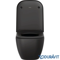 Duravit - Duravit Happy D.2 Rimless Kanalsız Asma Klozet, Mat Antrasit (Mat Antrasit Yavaş Kapanır Klozet Kapağı Dahil)