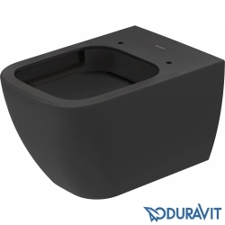 Duravit - Duravit Happy D.2 Rimless Kanalsız Asma Klozet, Mat Antrasit (Mat Antrasit Yavaş Kapanır Klozet Kapağı Dahil)