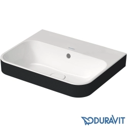 Duravit - Duravit Happy D.2 Plus Tezgah Üstü Lavabo, 50 cm, Beyaz-Mat Antrasit