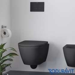 Duravit - Duravit D-Neo Kanalsız Rimless Asma Klozet (Yavaş Kapanır Kapak Dahil) Mat Antrasit-Mat Antrasit Dış Gövde