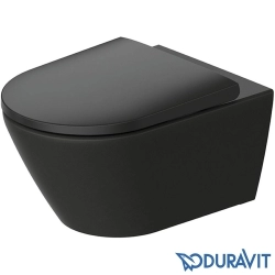 Duravit - Duravit D-Neo Kanalsız Rimless Asma Klozet (Yavaş Kapanır Kapak Dahil) Mat Antrasit-Mat Antrasit Dış Gövde