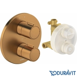 Duravit - Duravit TH Ankastre Termostatik Banyo Bataryası, Tepe ve El Duşu Seti, Fırçalı Bakır