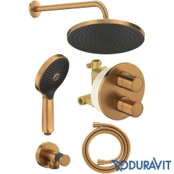 Duravit - Duravit TH Ankastre Termostatik Banyo Bataryası, Tepe ve El Duşu Seti, Fırçalı Bakır