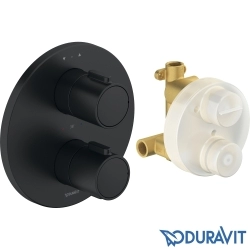 Duravit - Duravit TH Ankastre Termostatik Banyo Bataryası, Tepe ve El Duşu Seti, Mat Siyah