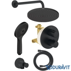Duravit - Duravit TH Ankastre Termostatik Banyo Bataryası, Tepe ve El Duşu Seti, Mat Siyah