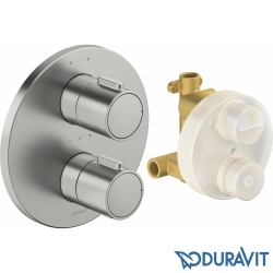 Duravit - Duravit TH Ankastre Termostatik Banyo Bataryası, Tepe ve El Duşu Seti, Paslanmaz Çelik