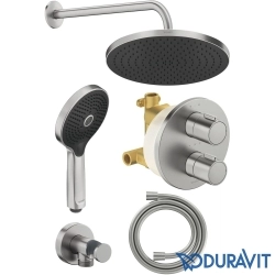 Duravit - Duravit TH Ankastre Termostatik Banyo Bataryası, Tepe ve El Duşu Seti, Paslanmaz Çelik