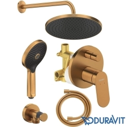 Duravit - Duravit Wave Ankastre Banyo Bataryası, Tepe ve El Duşu Seti, Fırçalı Bakır