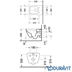 Duravit - Duravit Happy D.2 Rimless Kanalsız Asma Klozet, Mat Antrasit (Mat Antrasit Yavaş Kapanır Klozet Kapağı Dahil)