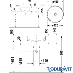 Duravit - Duravit Balcoon DuraShield Çanak Lavabo, 45 cm, Kil Terra Mat
