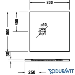 Duravit - Duravit Sustano 80x80 Kare Sıfır Zemin Duş Teknesi, Mat Açık Gri (Kesilebilir)