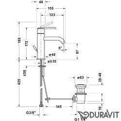 Duravit - Duravit Balcoon Lavabo Bataryası, Sifon Kumandalı (S-Boy)