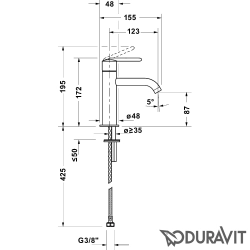 Duravit - Duravit Balcoon Lavabo Bataryası, Paslanmaz Çelik (S-Boy)
