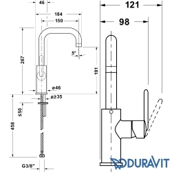 Duravit - Duravit Balcoon Yüksek Lavabo Bataryası, Mat Siyah