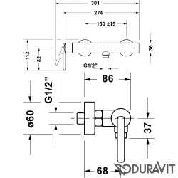 Duravit - Duravit Balcoon Duş Bataryası, Paslanmaz Çelik