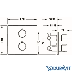 Duravit - Duravit TH Ankastre Termostatik Banyo Bataryası, 2 Yollu, Mat Siyah