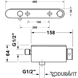 Duravit - Duravit TH Termostatik Duş Bataryası, Krom/Beyaz Parlak
