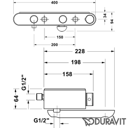 Duravit - Duravit TH Termostatik Banyo Bataryası, Krom/Beyaz Parlak