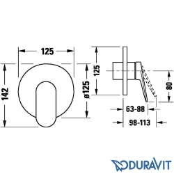 Duravit - Duravit Wave Ankastre Duş Bataryası, Fırçalı Bakır