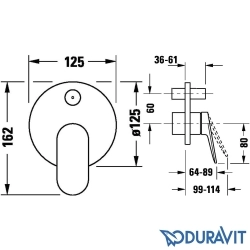 Duravit - Duravit Wave Ankastre Banyo Bataryası, Tepe ve El Duşu Seti, Mat Siyah