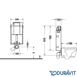 Duravit - Duravit DuraSystem Gömme Rezervuar, Tuğla Duvarlar İçin, 15 cm
