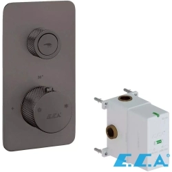 E.C.A - ECA Life Termostatik Ankastre Duş Bataryası, On/Off Butonlu, Tek Yollu, Mat Antrasit