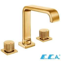 E.C.A - ECA Life 3 Delikli Kuğu Borulu Ankastre Lavabo Bataryası, Altın