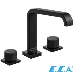 E.C.A - ECA Life 3 Delikli Kuğu Borulu Ankastre Lavabo Bataryası, Mat Siyah - 102105777C1
