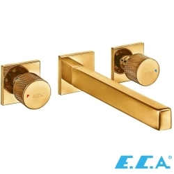 E.C.A - ECA Life 3 Delikli Duvardan Ankastre Lavabo Bataryası, Altın