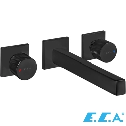 E.C.A - ECA Life 3 Delikli Duvardan Ankastre Lavabo Bataryası, Mat Siyah