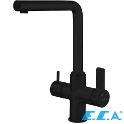 E.C.A - ECA Life Çift Akışlı (Dual Flow) Arıtma Çıkışlı Eviye Bataryası, Mat Siyah